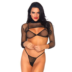 Leg Avenue Net Top, Thong And Bra UK 6 to 12